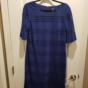 Tahari Women's Cobalt Blue Three Quarter Sleeve Dress in Size 14